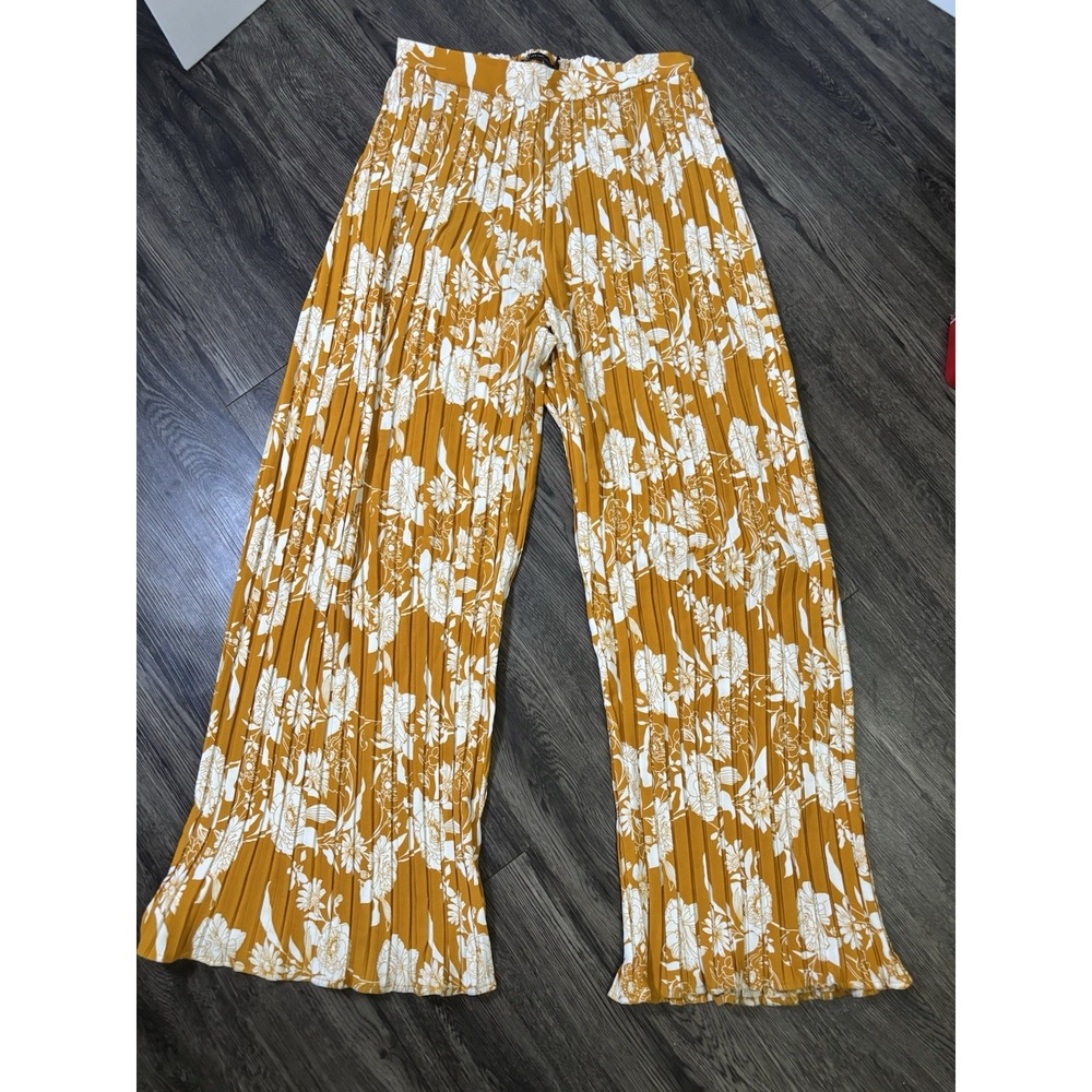 NY&C New York & Company Floral Wide Leg Pants Womens Size L